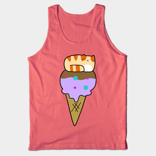 Icecream Cone Tabby Cat Tank Top by saradaboru